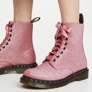 Rare Dr Martens Pink Glitter 1460 Pascal 8 Eye Boots Size 9
